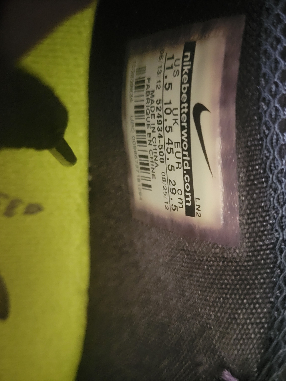 Nike Purple and Volt Basketball Sneakers - Picture 5 of 7